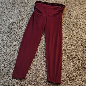 Maternity Burgundy High-Waisted Leggings